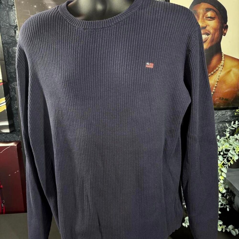 Polo Jeans Co. Ralph Lauren Navy Ribbed Cotton Sweater - Men's XXL